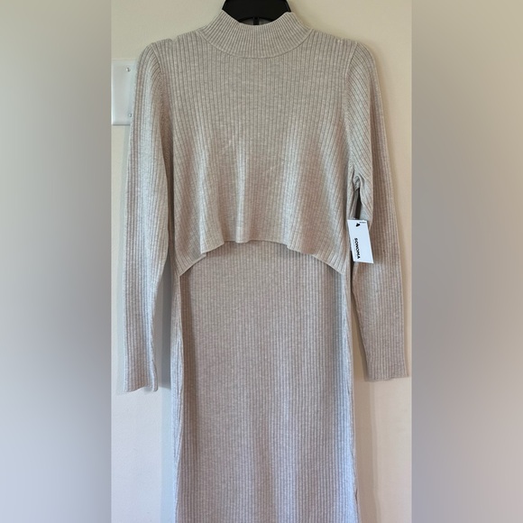 Sonoma Women’s Beige Ribbed Long Sleeve Maternity Dress NWT Size Maternity L - Picture 7 of 7